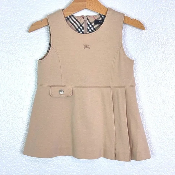 burberry inspired dress fashion nova Burberry Wool Logo Nova Check Pleated Mini Dress Beige